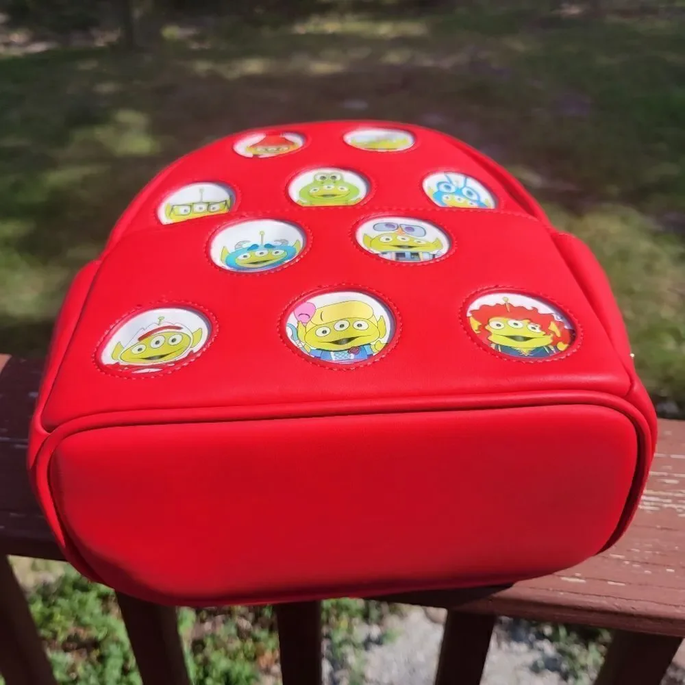 Loungefly Mini Backpack Disney Pixar Alien Remix Faux Leather Red 11.5